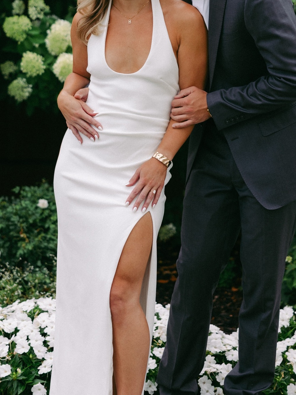 Showpo White Halter Maxi Dress with Side Slit